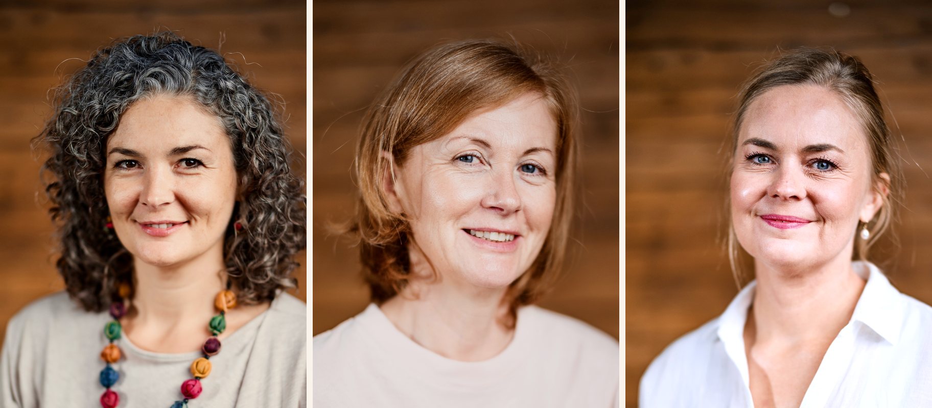 Porträts von Silvia Singer, Birgitt Hasenpusch (Mitte) und Birgit Singer